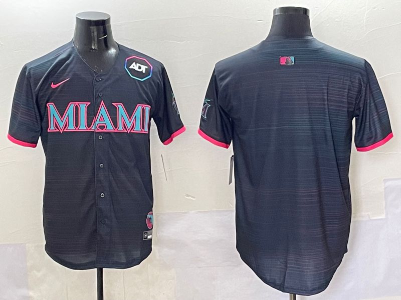 Men 2025 Miami Marlins Blank Black Joint Name Nike MLB Jersey style 3->miami marlins->MLB Jersey